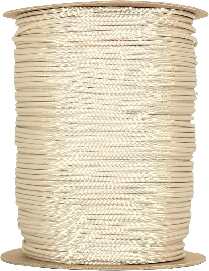 The Paracord Store | Type III 550 Paracord - 1000 FT Spool, Cream | Heavy Duty 7 Strand Tactical Paracord - USA Made Nylon Outdoor Parachute Cord for Camping, Fishing & More - Survival Cord