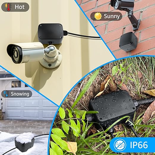 SuperInk Waterproof Black Junction Box, IP66 Outdoor Electrical Enclosure,PVC/ABS Project Box, 3 1/4" x2 3/4" x2 1/4" (86x74x62mm), Small Weatherproof Electrical Box for Garden, CCTV, DIY Wiring,1PCS