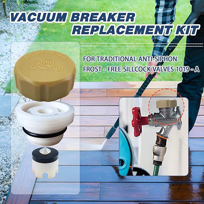 Outdoor Faucets Repair Kit, ASSE 1019-A Water Hose of Home Improvement, ABS Plastic Anti-Siphon Valve Repair for Vacuum Breaker Outside Faucet，1 Pack
