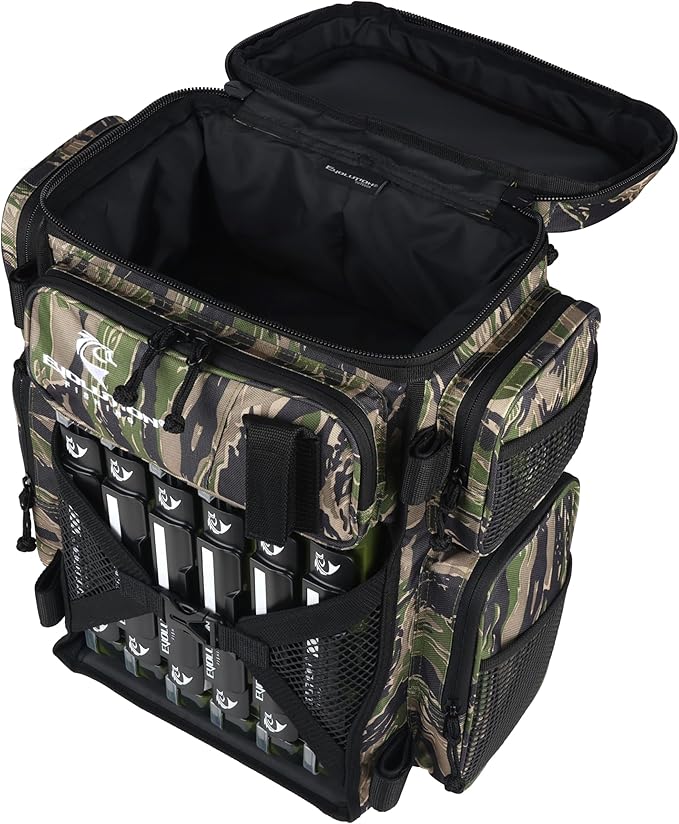 Evolution Fishing Drift Series Tackle Backpack, Outdoor Rucksack w/ 6 Fishing Tackle Trays, Heavy Duty