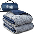 Waterproof Outdoor Blanket 92”X 60” Packable, Stadium Blankets for Camping with Sherpa Fleece Lining, Large Windproof Emergency Throw Mat for Garss Picnic Hiking Road Trip, Machine Washable, Navy