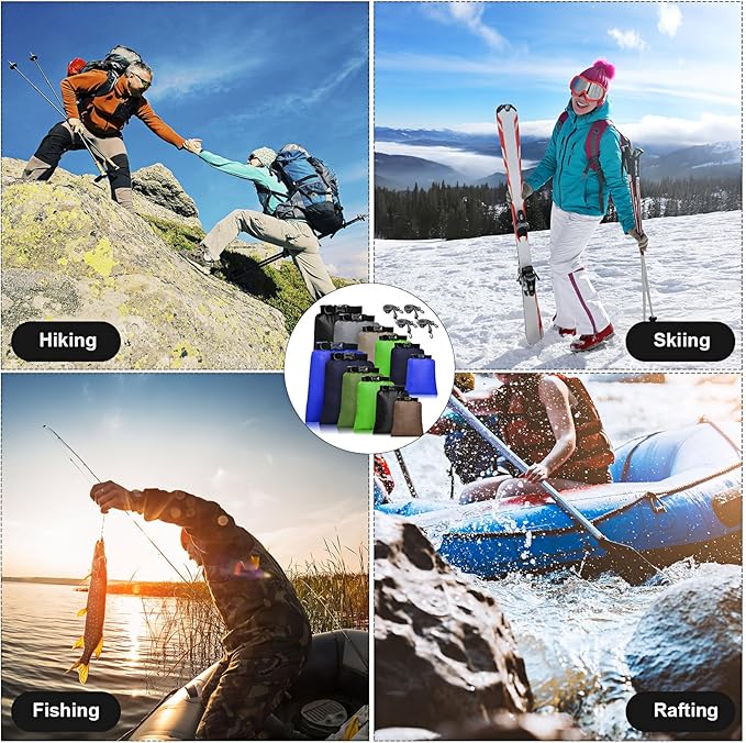 Shappy 6/12 Pcs Waterproof Dry Bags, Lightweight Outdoor Waterproof Dry Stuff Sacks 15/8/5/4/3/2 L and Long Adjustable Shoulder Strap for Kayaking Rafting Boating Hiking Camping