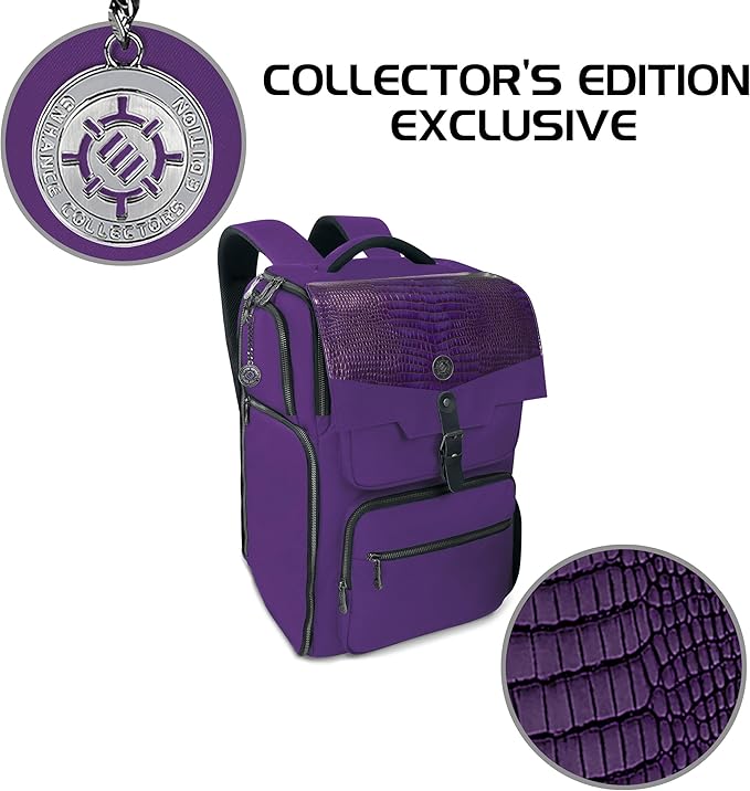ENHANCE Collector's Edition DnD Backpack - RPG DM Bag for Dungeons and Dragons - DnD Bag fits 6-8 Books, 18" Laptop/DM Screen Slot, Miniature Foam Trays, Accessory Pockets, Map Strap (Dragon Purple)