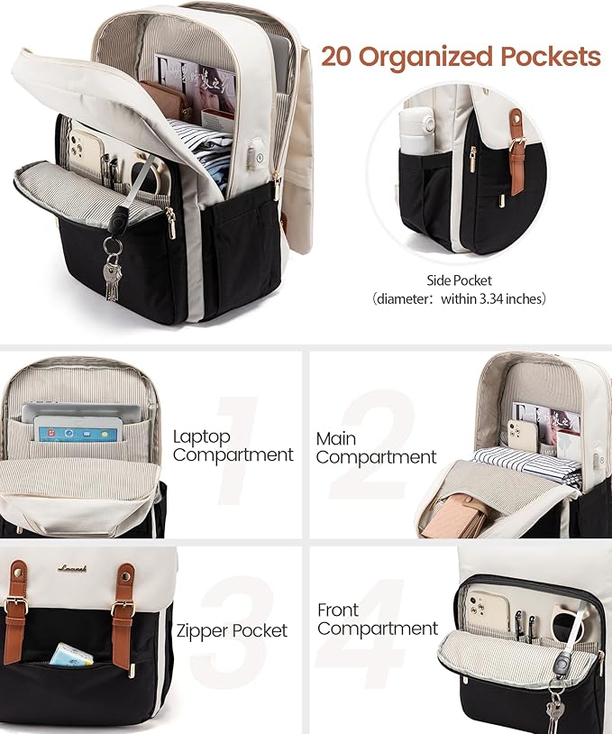 LOVEVOOK Laptop Backpack for Women Vintage Travel Backpack Purse Airline Approved 15.6 Inch Large Computer Backpack Fashion Teacher Nurse Bag for Work Business College