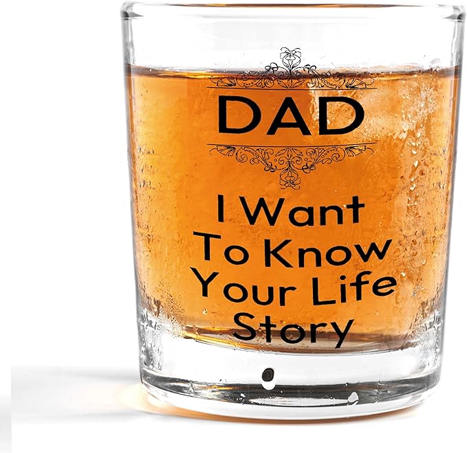 Nogrit Dad Whiskey Glasses 10 oz, Best Dad Gifts for Father's Day Birthday from Sons Daughters, Daddy Old Fashioned Rocks Glasses for Men Drinking Cocktail Scotch Vodka Tequila Rum