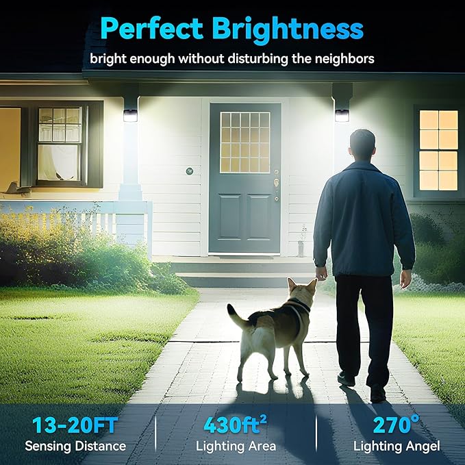 CLAONER Solar Lights Outdoor, [128 LED/10 Packs] Motion Sensor Lights 3 Working Modes for Outdoor with 270° Wide Angle Wireless IP65 Waterproof Security Light for Fence, Patio, Cold White
