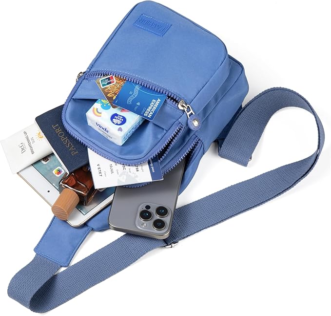 Banelu Small Sling Backpack Crossbody Sling Bag for Women Men, Chest Bag Daypack Fanny Pack Cross Body Bag for Outdoors Hiking Traveling - Blue