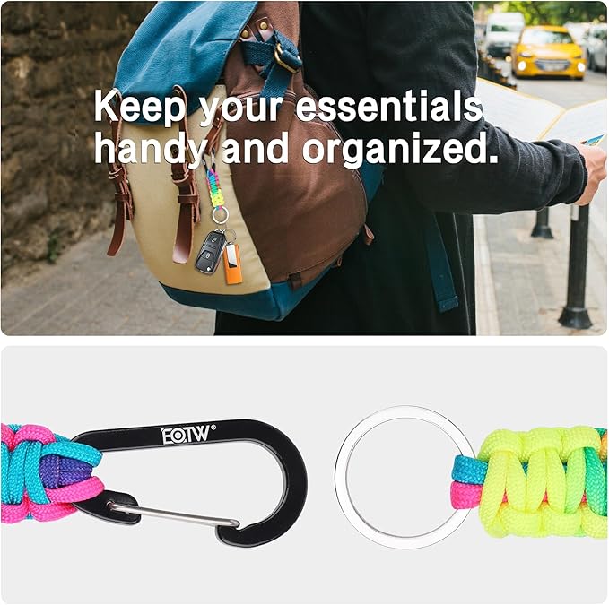 EOTW Paracord Keychain for Men Women Paracord Carabiner Backpack Keychain with Aluminum Clip for Camping Hiking Outdoor Gear