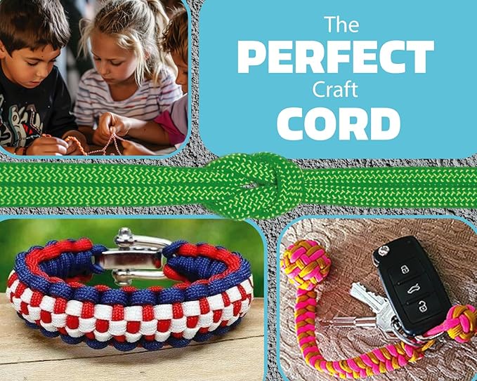 BORED? PARACORD! 550 lb Paracord – Ideal for Crafting, DIY Projects, Camping, Military & Active Outdoors – 300+ Colors – Tactical Parachute Cord Type III – Strong - Woodland Camo 50 Feet