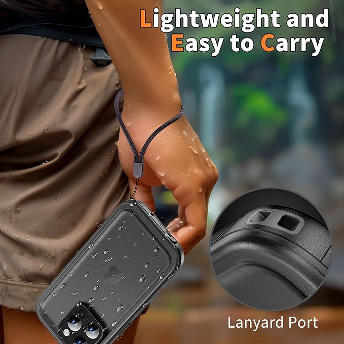 Cozycase for iPhone 15 Pro Max Waterproof Shockproof Dustproof Case - Heavy Duty/360 Full Body/Military Grade/Protective/Rugged 【8FT Drop Proof】 Built in Screen/Camera Protector with Lanyard Black