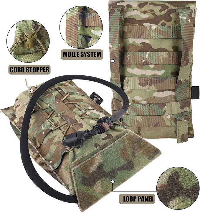 PETAC GEAR 1.5L / 3L Tactical Hydration Pack，Molle Carrier Pouch for 50 oz /100 oz Hydration Bladder Daypack Water Backpack.