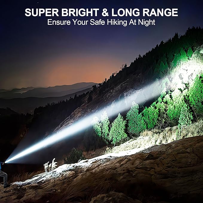 Banral Flashlights High Lumens Rechargeable, Super Bright Long Range Small Powerful Flashlight, 6 Modes LED Tactical Pocket Waterproof Flash Light for Home Emergency (2, Turquoise)