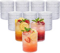 YOUBET 24PCS Plastic Hobnail Drinking Glasses - 14 Oz Clear Vintage Glasses Drinkware - Disposable Beaded Cups for Juice, Wine, Party
