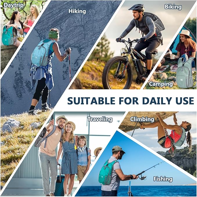 15L Foldable Hiking Backpack,Lightweight Packable Waterproof Machine Washable Daypack with Chest Strap,Small Folding Pack for Travel/Walking for Men&Women-0.52LB Grey