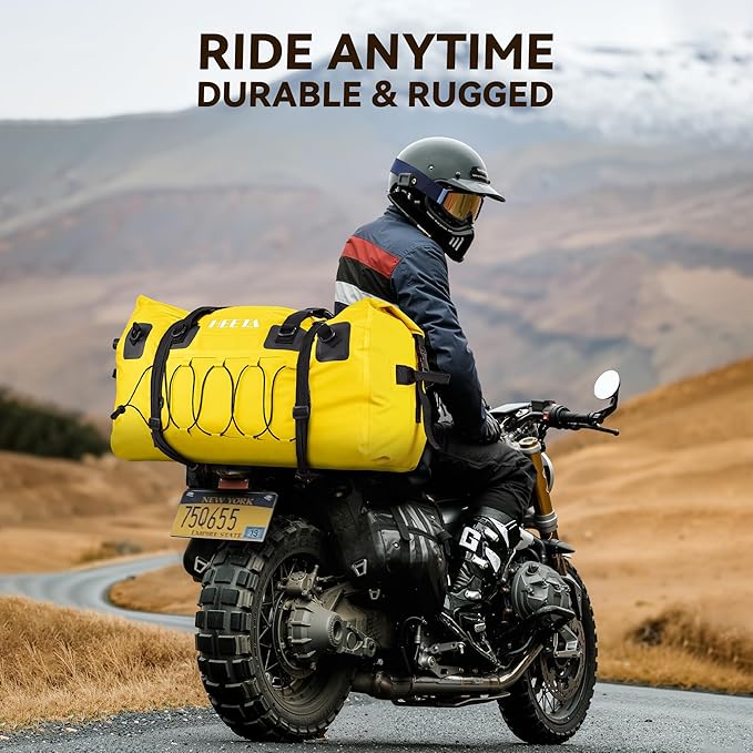 HEETA Waterproof Duffel Bag Motorcycle Dry Bag Backpack, 60L/80L Extra Large Rolltop Travel Duffle Bags with Straps & Handles for Kayaking Rafting Boating Canoeing Camping Gym Beach Cruise Ship