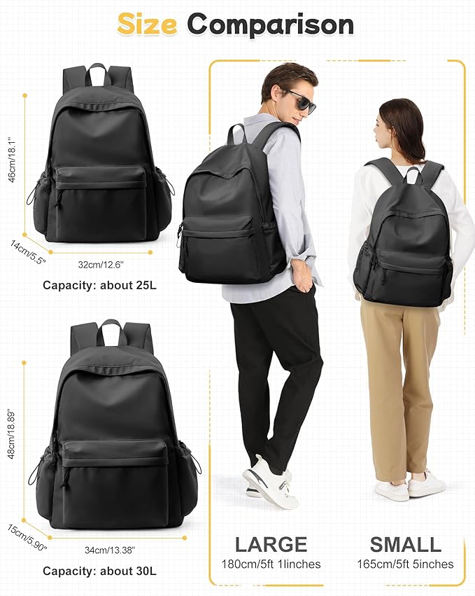Black Backpack for Men Women Large, Gym Backpack for Women Foldable Outdoor Weekender Gym Bag, Waterproof Sports Back Pack & Dance Yoga travel Bag