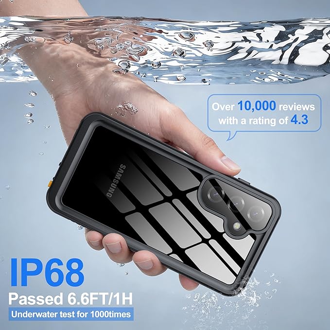 ANTSHARE IP68 Waterproof Case for Samsung Galaxy S25 Plus [2025], Built-in Screen/Lens Protector - Shockproof Full Body Protection for Swimming/Outdoor, Black
