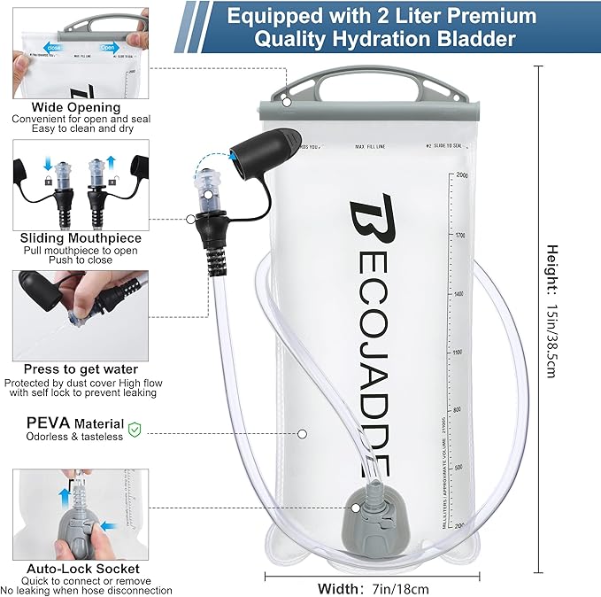 BECOJADDE Running Vest Hydration Backpack for Men Women, 5L Lightweight Running Backpack Hydration Pack for Marathon, Trail, Cycling, Hiking, Jogging