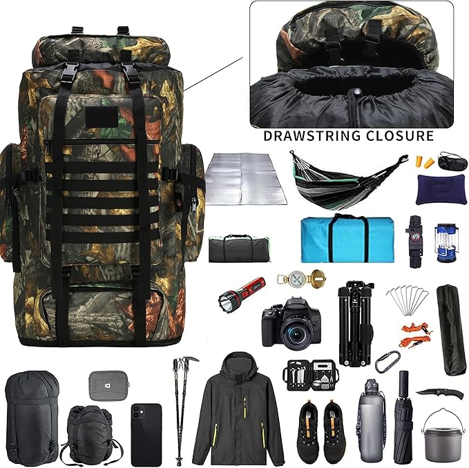 Hiking Backpack for Men 70L/100L Camping Backpack Military Rucksack Molle 3 Days Assault Pack for Climbing | Camping Backpack, 3 Days Assault Pack, for Climbing
