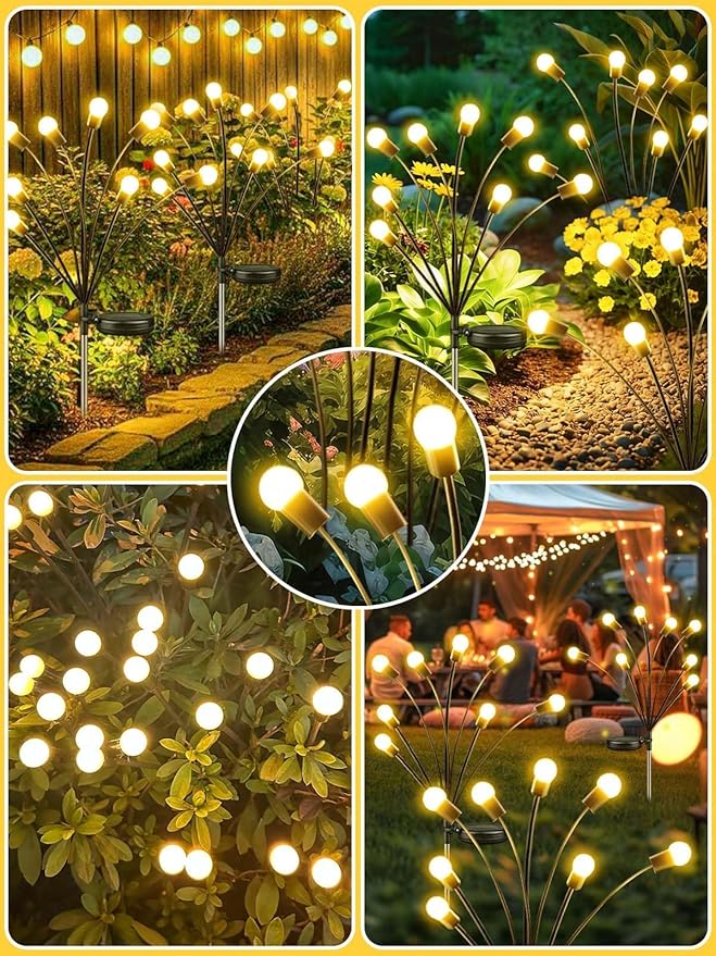 2026 Upgraded Solar Lights Outdoor, 12 Pack Solar Garden Lights with 2 Modes, Firefly Lights Outdoor Waterproof, Sway by Wind, Twinkle Firefly Light for Yard Patio Path Garden Decoration (Warm White)