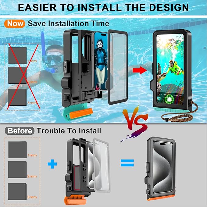 2026 Diving Snorkeling Phone Case for iPhone 17/16/15/14/13/12/11 Pro Max/XS/X Samsung Galaxy S26/S25/S24 Professional Scuba Dive Waterproof Underwater Photo Video Cover (4TH Gen, Teal)