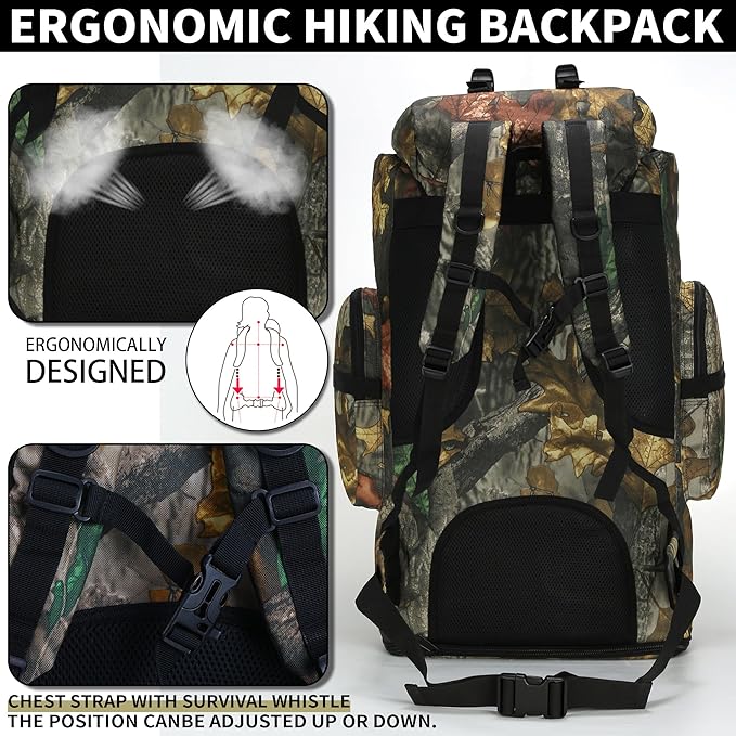 Hiking Backpack for Men 70L/100L Camping Backpack Military Rucksack Molle 3 Days Assault Pack for Climbing | Camping Backpack, 3 Days Assault Pack, for Climbing