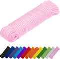 TECEUM Rope – 90 Feet x 1/4 Inch (7mm) – Pink – Strong All-Purpose Utility Rope – Camping, Crafting, Flag Pole, Indoor & Outdoor – Polypropylene Nylon Poly Lightweight Diamond Braided Cord