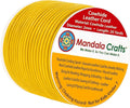 Mandala Crafts Round Genuine Mustard Yellow Leather Cord for Jewelry Making – 2mm Cowhide Leather Rope String Lace for Kumihimo – 20 Yards Cowhide Craft Cording Spool