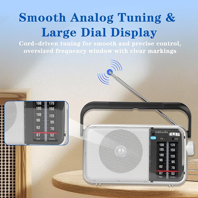AM FM Radio Portable, Transistor Radio, Battery Powered or Mains Operated, Battery Radio with Robust Reception and Built in Speaker, Suitable for Home and Outdoor