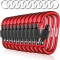 10 Pack Aluminum D Ring Key Rings Clips Locking Carabiner for Camping Fishing and Outdoor Use，Clips with Screw Gate Multicolored
