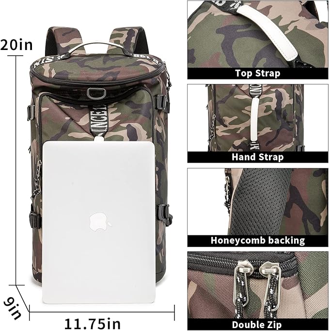 Outdoor Waterproof Backpack Hiking, Fishing, Camping Large Capacity Multifunctional Laptop Backpack, Suitable for Both Men and Women (Camouflage)…