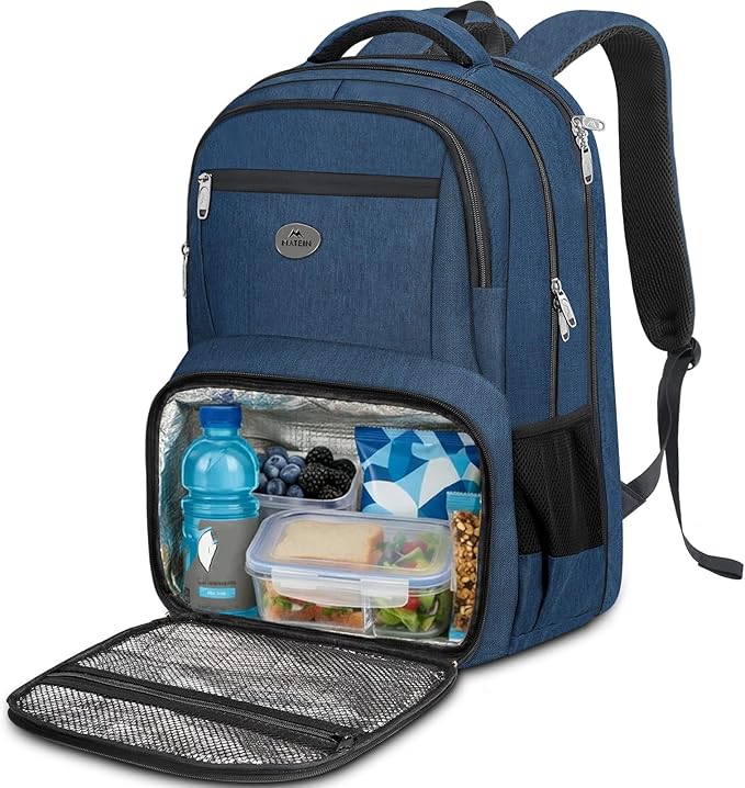 MATEIN Backpack Lunch Box, Water Resistant Mens Lunch Backpack for Work with 18 Inch Laptop Compartment, TSA Flight Approved Travel Bookbag with Luggage Strap, Extra Large Insulated Cooler Bag