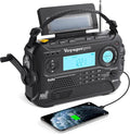 Kaito Voyager Pro KA600 Digital Solar Dynamo Hand Crank AM/FM/LW/SW & NOAA Weather Emergency Radio with Flashlight, Reading Lamp,Smart Phone Charger & RDS and Real-Time Alert, with AC Adapter, Black