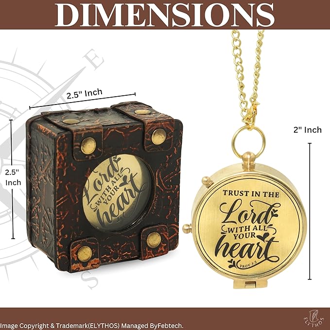 Handmade Brass Antique Compass with Leather Case – Vintage Finish Functional Pocket Navigation Tool for Travel, Hiking & Gift