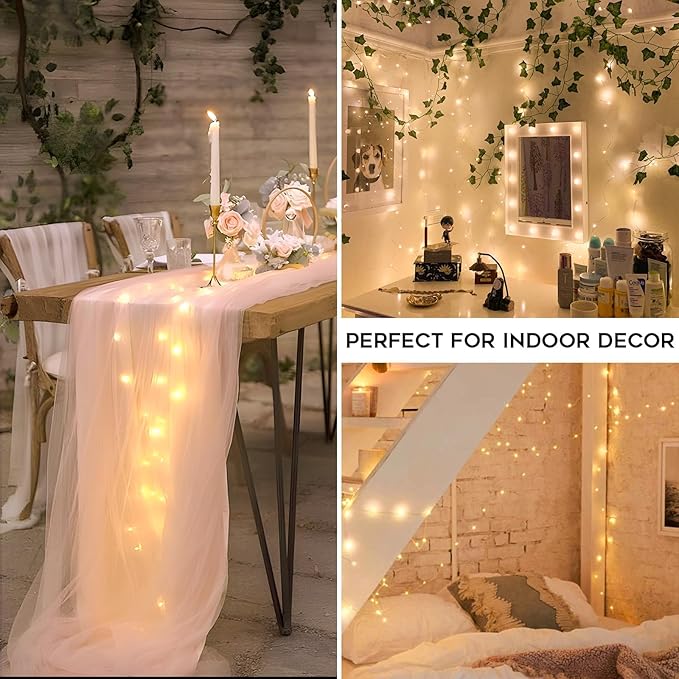 suddus Fairy Lights Battery Operated with Remote, 33ft 100 LED Dimmable Twinkle Lights with Timer, Waterproof Copper Wire String Lights for Bedroom, Christmas, Tree, Indoor Outdoor Decor (Warm White)