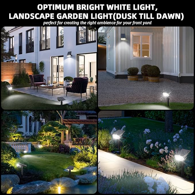 LEREKAM Solar Spot Lights Outdoor,IP65 Waterproof 40 LEDs Landscape Spotlights,USB & Solar Powered Wall Lights,3 Modes Outdoor Solar Garden Lights for Yard Porch 4 Pack