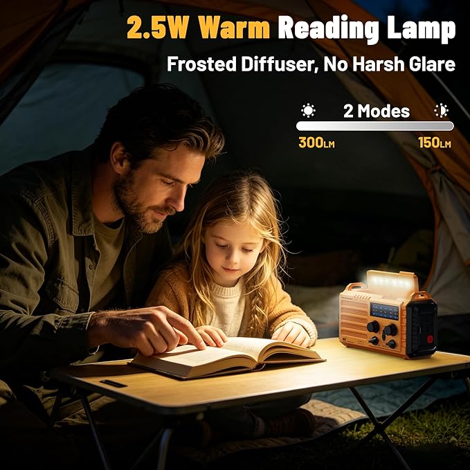 NOAA Weather Radio AM/FM/Shortwave, 5 Way Powered Emergency Radio 5000mAh/18500mWh Battery Backup Solar Crank, Portable Phone Charger with LED Flashlight, Reading Lamp and SOS Alarm for Survival
