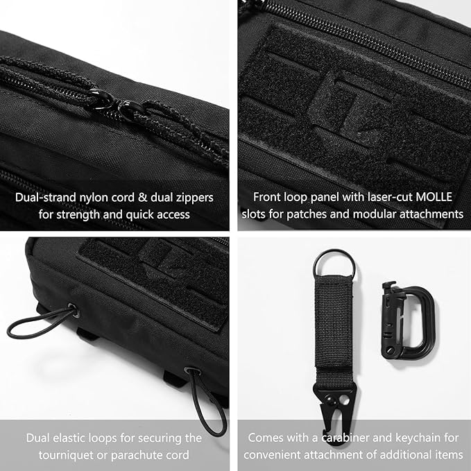 Tactical Admin Pouch Laser Cut MOLLE EDC Tool Organizer with Carabiner and Keychain Modular Dangler Utility Sack