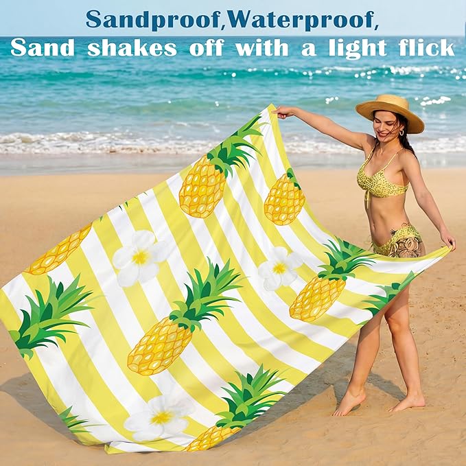 Famstar Beach Blanket Oversized Extra Large78 X 81",Waterproof Sandproof Beach Blanket 1-7 Adults Lightweight Durable for Travel Camping Hiking Picnic