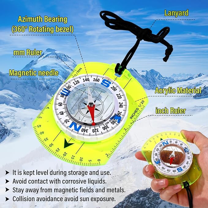 20 Pcs Acrylic Orienteering Compass Hiking Backpacking Survival Reliable Compass Advanced Scout Compasses Outdoor Gear for Map Reading Navigation Camping Survival Exploring