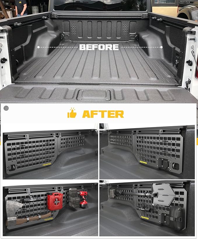 Trumgeta Heavy-Duty Side Bed MOLLE Panel Fit for 2020-2026 Jeep Gladiator 5FT, Military-Grade Aluminum Storage Panel, 300 lbs Load Capacity