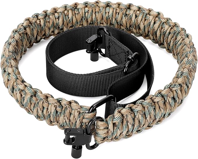 Double Braide 550LB Shotgun Sling 2 Point Paracord Rifle Sling,Non-Slip Traditional Adjustable Gun Sling for Hunting Shooting Camping