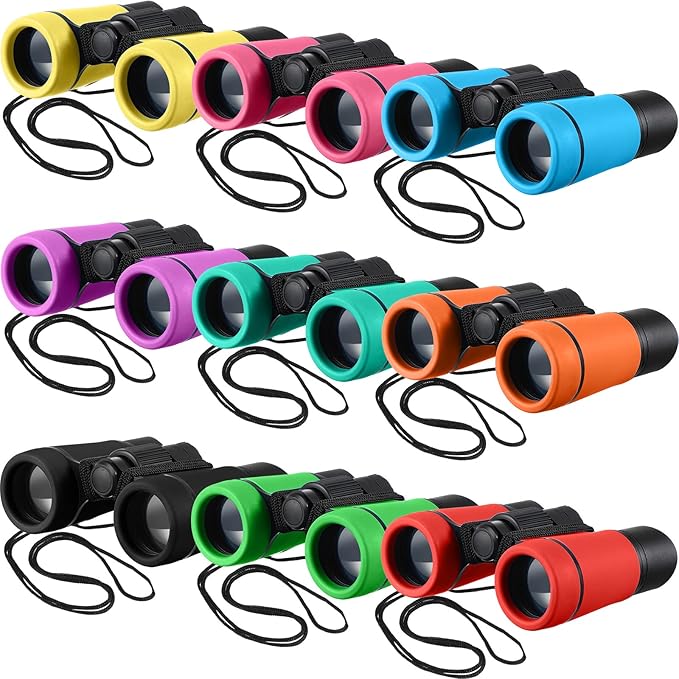 Yunsailing 9 Pack Kids Binoculars, Shockproof Compact Binoculars for Kids, Folding Outdoor Explorer Toy for Bird Watching, Camp, Scavenger Hunt, Classroom Activities, VBS, Party Favor(Colorful)