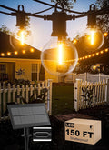 Zuske Solar String Lights Outdoor Waterproof 150FT with USB Port and 73 Shatterproof G40 Bulbs(3 Spare), LED Solar Powered Patio Lights for Outside, Porch, Backyard, Gazebo, Garden(Warm White)