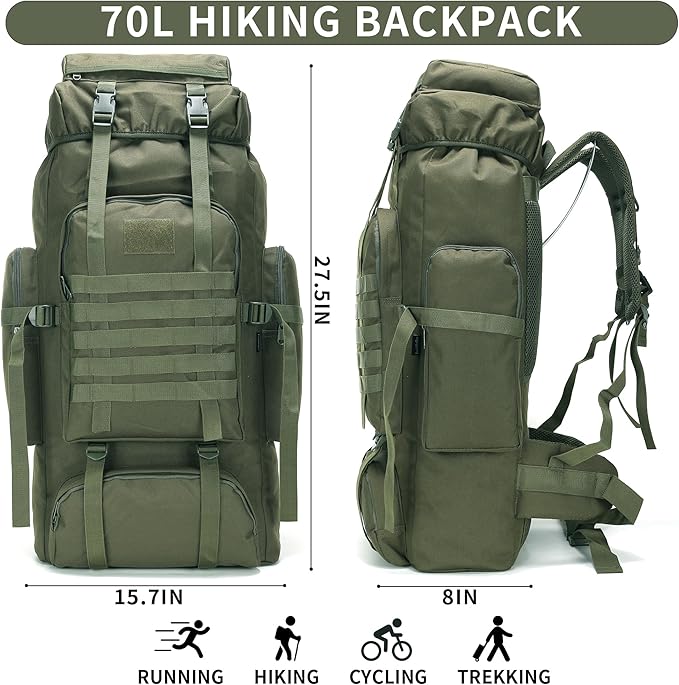 Hiking Backpack for Men 70L/100L Camping Backpack Military Rucksack Molle 3 Days Assault Pack for Climbing | Camping Backpack, 3 Days Assault Pack, for Climbing