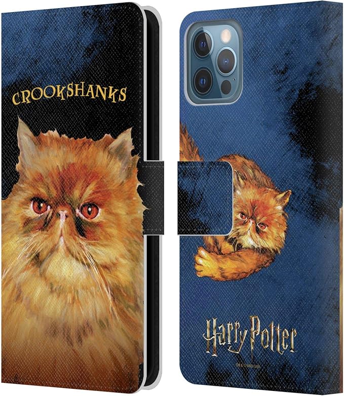 Head Case Designs Officially Licensed Harry Potter Crookshanks Prisoner of Azkaban II Leather Wallet Case Compatible with Apple iPhone 12 / iPhone 12 Pro