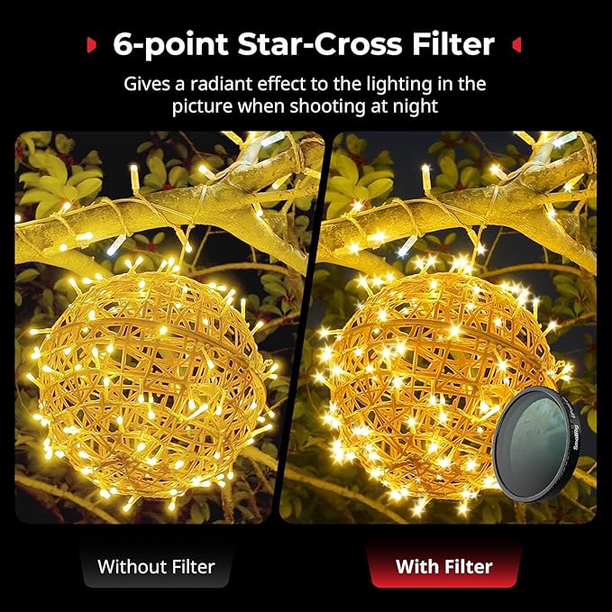 SmallRig Filter Kit for DJI Osmo Action 5 Pro/4, 5-in-1 Lens Filter Set with 1/4 Black Mist, ND16/CPL, Star-Cross, Film Simulator & Silicone Cover, Snap-On Mount, Rainbow High-Alumina Glass-5412