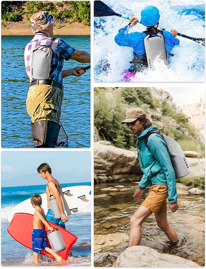 HEETA Waterproof Dry Bag for Women Men, 5L/10L/20L/30L/40L Roll Top Lightweight Dry Storage Bag Backpack with Emergency Whistle for Travel, Kayaking, Boating, Camping, Beach, Cruise Ship Essentials