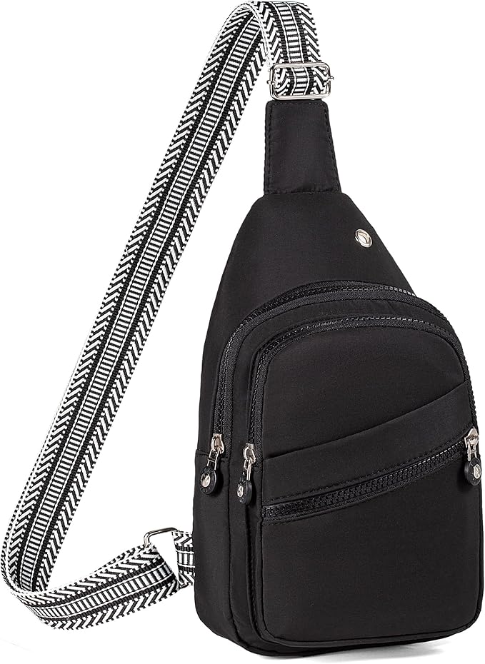 AOSTIHOT Crossbody Small Sling Backpack Sling Bag for Women, Chest Bag Daypack Crossbody for Travel Sport Running Hiking Z-Black
