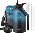 RAYMYLO 64oz Insulated Water Bottle, Triple Wall Vacuum Stainless Steel Water Bottles - Keeps Cold 48H, Reusable Half Gallon Jug for Gym, Sports, Camping, Hiking,Travel, Starry Sky-Indigo/Black